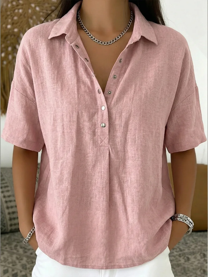 Hillary | Collared Button-Detail Blouse