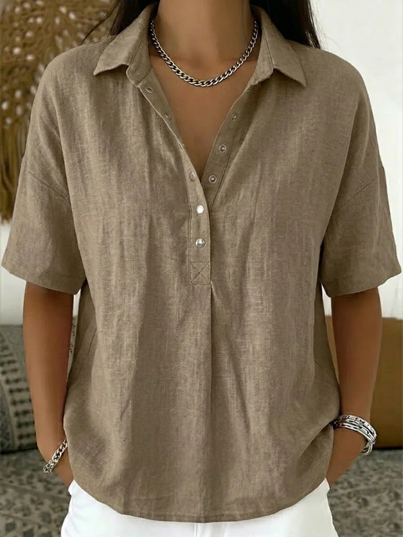Hillary | Collared Button-Detail Blouse